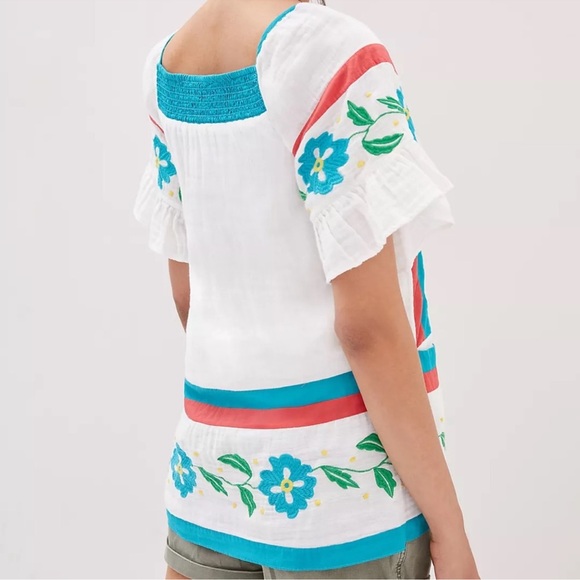 Anthropologie Seen Worn Kept Embroidered Peasant Top - Picture 2 of 7